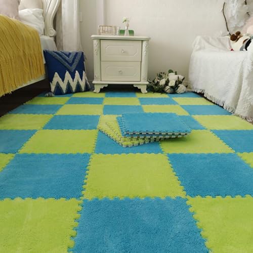 Zeyeo 60 Stücke 12 "x 12" X 1cm Schalldichte Plüsch Ineinander Greifen Schaum Fußmatten Für(Dark Blue+Green 1) von Zeyeo