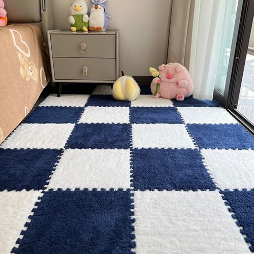 Zeyeo 60 Stücke 12 "x 12" X 1cm Schalldichte Plüsch Ineinander Greifen Schaum Fußmatten Für(White Navy) von Zeyeo