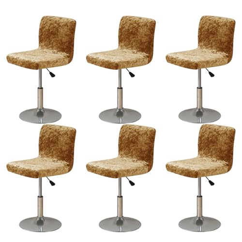 Zeyeo Barhocker-Bezüge Aus Pannesamt, 2er-/4er-/6er-Set, Dehnbare, rutschfeste Bezüge Für Drehbare Barhocker(Gold,6Pcs) von Zeyeo