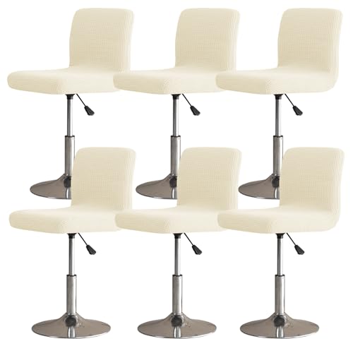 Zeyeo Barhocker-Sitzbezüge Mit Rückenlehne, Stretch-Drehstuhl-Schonbezüge Für Thekenhöhe, 2/4/6-teilige Sets(Beige,6Pcs) von Zeyeo