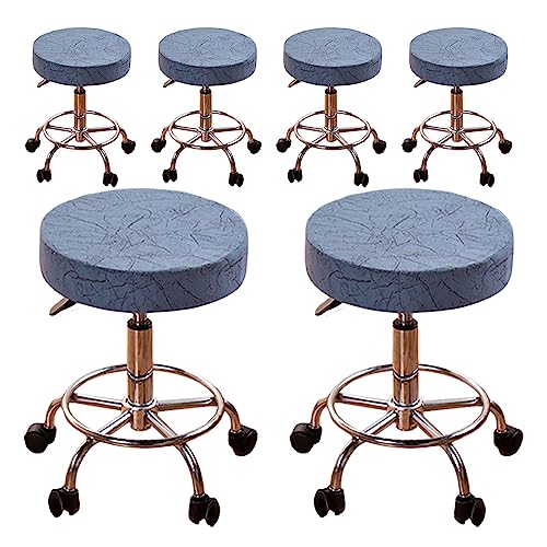 Zeyeo Barhocker-Stuhlbezug-Set Mit 1/2/4/6, Verdickter Schonbezug Für Runde, Drehbare Und Anhebbare Hocker, Bar-Barbershop(Blue 6pcs,Medium) von Zeyeo