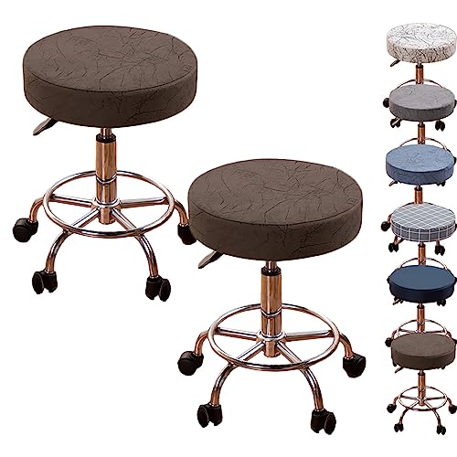 Zeyeo Barhocker-Stuhlbezug-Set Mit 1/2/4/6, Verdickter Schonbezug Für Runde, Drehbare Und Anhebbare Hocker, Bar-Barbershop(Brown 2pcs,X-Large) von Zeyeo
