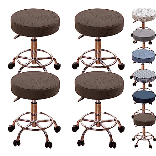 Zeyeo Barhocker-Stuhlbezug-Set Mit 1/2/4/6, Verdickter Schonbezug Für Runde, Drehbare Und Anhebbare Hocker, Bar-Barbershop(Brown 4pcs,X-Large) von Zeyeo
