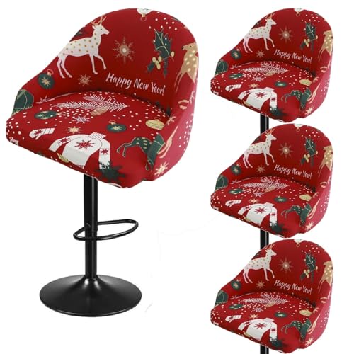 Zeyeo Bedruckte Barhocker-Bezüge, 4er-/2er-Set, Dehnbare Schonbezüge Für Drehstühle Mit Kurzer Rückenlehne Für Bogenförmige Barhocker, Maschinenwaschbar(BLUK,4Pcs) von Zeyeo