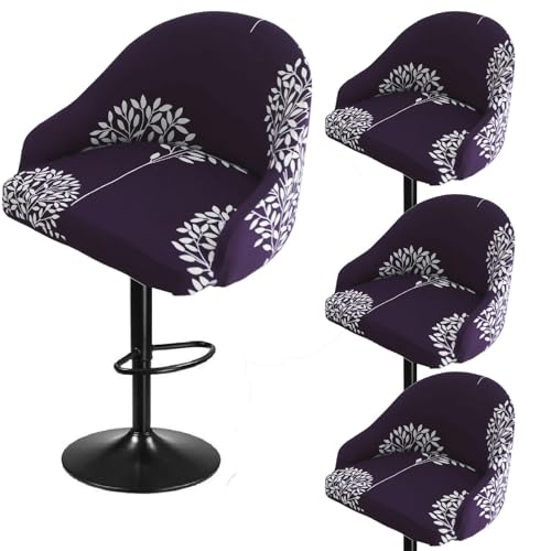Zeyeo Bedruckte Barhocker-Bezüge, 4er-/2er-Set, Dehnbare Schonbezüge Für Drehstühle Mit Kurzer Rückenlehne Für Bogenförmige Barhocker, Maschinenwaschbar(J,4Pcs) von Zeyeo