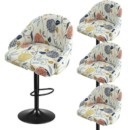 Zeyeo Bedruckte Barhocker-Bezüge, 4er-/2er-Set, Dehnbare Schonbezüge Für Drehstühle Mit Kurzer Rückenlehne Für Bogenförmige Barhocker, Maschinenwaschbar(L,4Pcs) von Zeyeo
