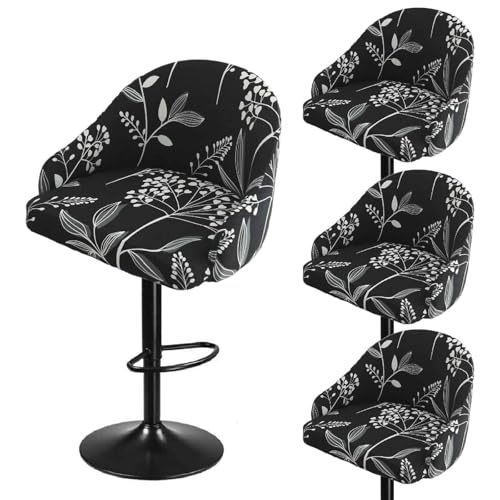 Zeyeo Bedruckte Barhocker-Bezüge, 4er-/2er-Set, Dehnbare Schonbezüge Für Drehstühle Mit Kurzer Rückenlehne Für Bogenförmige Barhocker, Maschinenwaschbar(M,4Pcs) von Zeyeo
