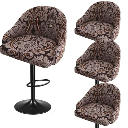 Zeyeo Bedruckte Barhocker-Bezüge, 4er-/2er-Set, Dehnbare Schonbezüge Für Drehstühle Mit Kurzer Rückenlehne Für Bogenförmige Barhocker, Maschinenwaschbar(P,4Pcs) von Zeyeo