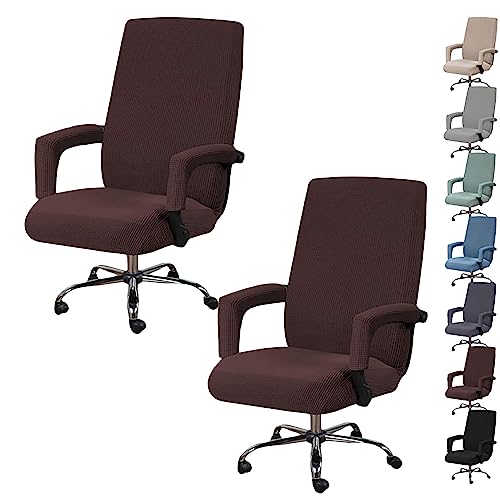 Zeyeo Bezugsset Für Computer-Drehstuhl Mit Hoher Rückenlehne (1/2/4/6 Stück), Waschbarer Einteiliger Gaming-Bürostuhlbezug Mit Armlehnen-Reißverschluss(Brown 2pcs,X-Large) von Zeyeo