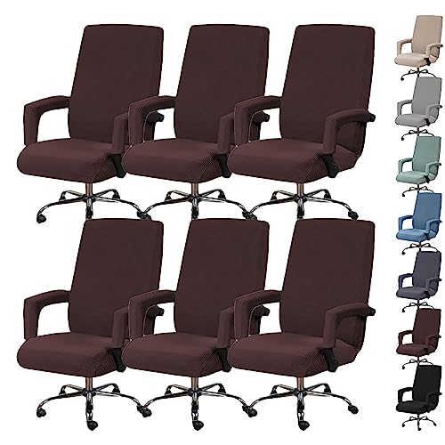Zeyeo Bezugsset Für Computer-Drehstuhl Mit Hoher Rückenlehne (1/2/4/6 Stück), Waschbarer Einteiliger Gaming-Bürostuhlbezug Mit Armlehnen-Reißverschluss(Brown 6pcs,X-Large) von Zeyeo