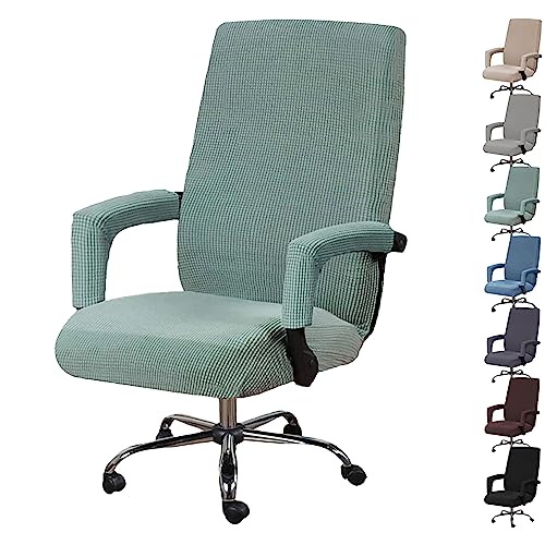 Zeyeo Bezugsset Für Computer-Drehstuhl Mit Hoher Rückenlehne (1/2/4/6 Stück), Waschbarer Einteiliger Gaming-Bürostuhlbezug Mit Armlehnen-Reißverschluss(Green 1pcs,Large) von Zeyeo