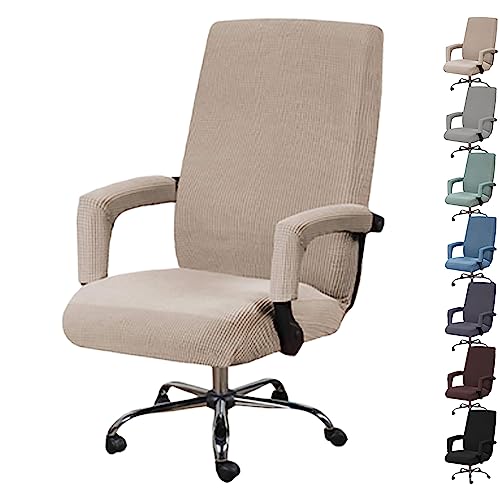 Zeyeo Bezugsset Für Computer-Drehstuhl Mit Hoher Rückenlehne (1/2/4/6 Stück), Waschbarer Einteiliger Gaming-Bürostuhlbezug Mit Armlehnen-Reißverschluss(Khaki 1pcs,X-Large) von Zeyeo