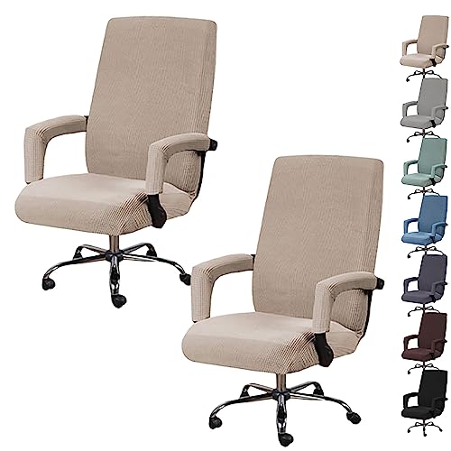Zeyeo Bezugsset Für Computer-Drehstuhl Mit Hoher Rückenlehne (1/2/4/6 Stück), Waschbarer Einteiliger Gaming-Bürostuhlbezug Mit Armlehnen-Reißverschluss(Khaki 2pcs,X-Large) von Zeyeo