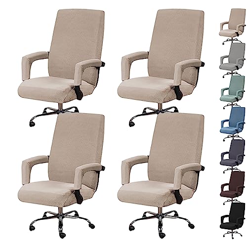 Zeyeo Bezugsset Für Computer-Drehstuhl Mit Hoher Rückenlehne (1/2/4/6 Stück), Waschbarer Einteiliger Gaming-Bürostuhlbezug Mit Armlehnen-Reißverschluss(Khaki 4pcs,X-Large) von Zeyeo