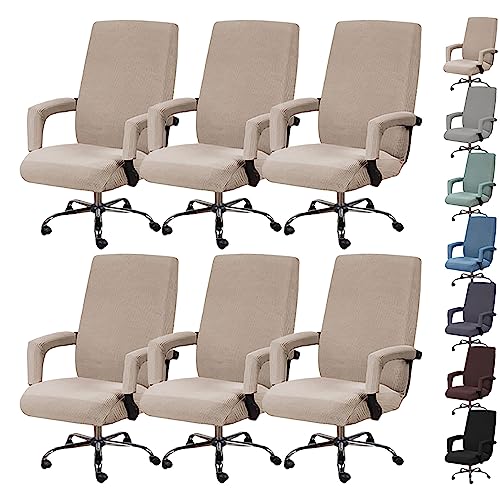 Zeyeo Bezugsset Für Computer-Drehstuhl Mit Hoher Rückenlehne (1/2/4/6 Stück), Waschbarer Einteiliger Gaming-Bürostuhlbezug Mit Armlehnen-Reißverschluss(Khaki 6pcs,X-Large) von Zeyeo
