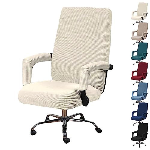 Zeyeo Bürostuhlbezug-Set Mit Hoher Rückenlehne (1/2/4/6 Stück) – Verdickter Schonbezug Für Drehstühle Mit Reißverschluss(Beige 1pcs,X-Large) von Zeyeo