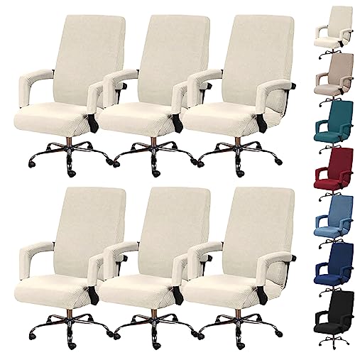 Zeyeo Bürostuhlbezug-Set Mit Hoher Rückenlehne (1/2/4/6 Stück) – Verdickter Schonbezug Für Drehstühle Mit Reißverschluss(Beige 6pcs,X-Large) von Zeyeo