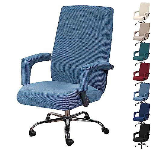 Zeyeo Bürostuhlbezug-Set Mit Hoher Rückenlehne (1/2/4/6 Stück) – Verdickter Schonbezug Für Drehstühle Mit Reißverschluss(Blue 1pcs,Large) von Zeyeo