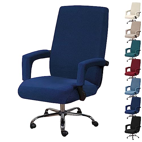 Zeyeo Bürostuhlbezug-Set Mit Hoher Rückenlehne (1/2/4/6 Stück) – Verdickter Schonbezug Für Drehstühle Mit Reißverschluss(D Blue 1pcs,Large) von Zeyeo