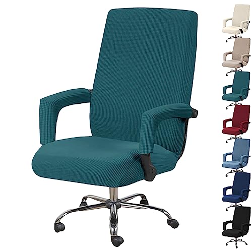 Zeyeo Bürostuhlbezug-Set Mit Hoher Rückenlehne (1/2/4/6 Stück) – Verdickter Schonbezug Für Drehstühle Mit Reißverschluss(Green 1pcs,Large) von Zeyeo