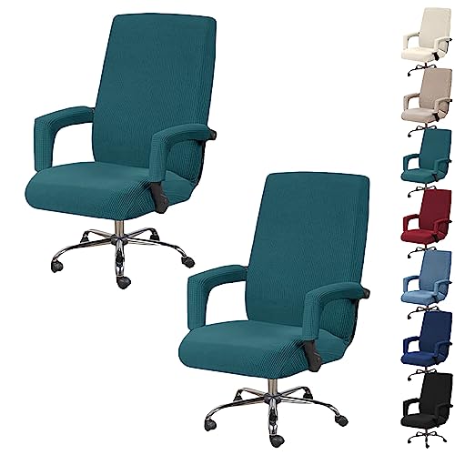 Zeyeo Bürostuhlbezug-Set Mit Hoher Rückenlehne (1/2/4/6 Stück) – Verdickter Schonbezug Für Drehstühle Mit Reißverschluss(Green 2pcs,Large) von Zeyeo