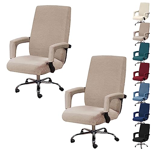 Zeyeo Bürostuhlbezug-Set Mit Hoher Rückenlehne (1/2/4/6 Stück) – Verdickter Schonbezug Für Drehstühle Mit Reißverschluss(Khaki 2pcs,Large) von Zeyeo