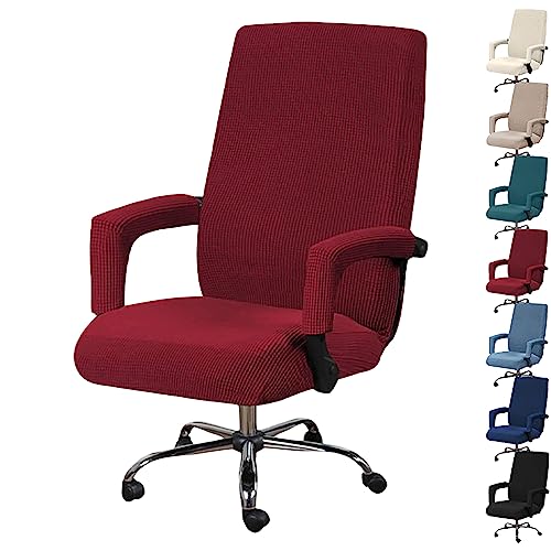 Zeyeo Bürostuhlbezug-Set Mit Hoher Rückenlehne (1/2/4/6 Stück) – Verdickter Schonbezug Für Drehstühle Mit Reißverschluss(Red 1pcs,X-Large) von Zeyeo