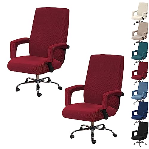 Zeyeo Bürostuhlbezug-Set Mit Hoher Rückenlehne (1/2/4/6 Stück) – Verdickter Schonbezug Für Drehstühle Mit Reißverschluss(Red 2pcs,X-Large) von Zeyeo