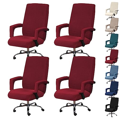 Zeyeo Bürostuhlbezug-Set Mit Hoher Rückenlehne (1/2/4/6 Stück) – Verdickter Schonbezug Für Drehstühle Mit Reißverschluss(Red 4pcs,X-Large) von Zeyeo