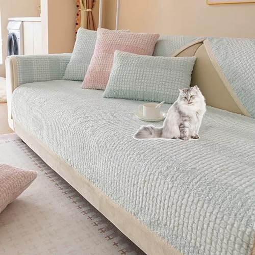 Zeyeo Cord-Patchwork-Sofabezug, 3-Sitzer, rutschfest, Waschbar, Schutz Für 2–4 Kissen, L-förmige Sofas(Blue,70 * 70cm/27.6 * 27.6in) von Zeyeo