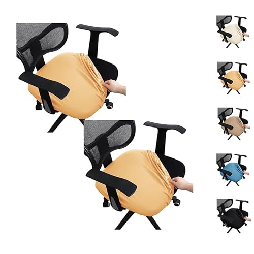 Zeyeo Dehnbare Sitzbezüge Aus PU-Leder Für Bürostühle, Elastischer Schoner Für Drehbare Schreibtischstühle(Yellow 2pcs) von Zeyeo