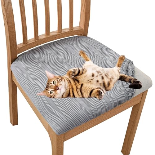 Zeyeo Dehnbare Sitzbezüge Für Esszimmerstühle, 2/4/6-teiliges Set, Katzenkratzfest, Kissenbezüge Für Küchenstühle In Kaffeefarbe (2er-Pack)(Light Gray,4 Pack) von Zeyeo