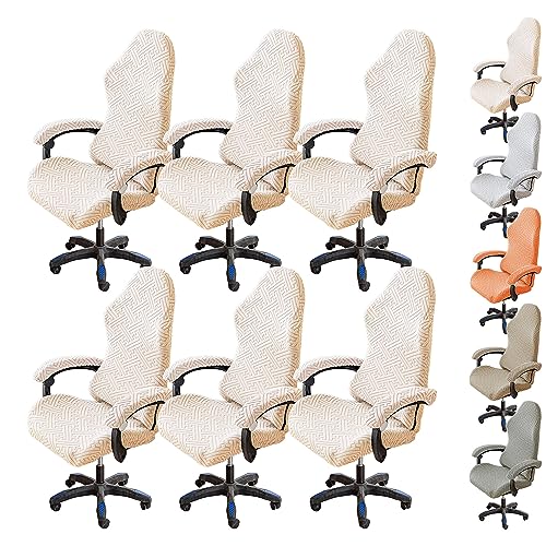Zeyeo Dicke, Dehnbare Bürostuhlbezüge, 1-6er-Set – rutschfeste Schoner Für Schreibtisch-/Gaming-Sessel Und Haustiere(Beige 6pcs) von Zeyeo