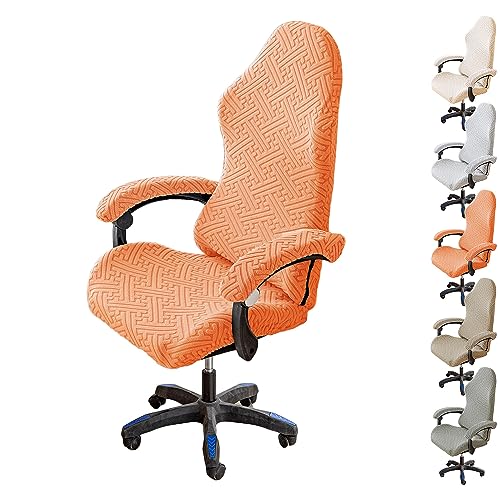 Zeyeo Dicke, Dehnbare Bürostuhlbezüge, 1-6er-Set – rutschfeste Schoner Für Schreibtisch-/Gaming-Sessel Und Haustiere(Orange 1pcs) von Zeyeo