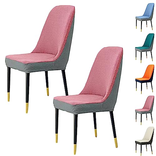 Zeyeo Dicker Jacquard-Stuhlbezug Mit Zweifarbigen Nähten, 1–6er-Set – Dehnbarer, Waschbarer Schoner Für Geschwungene Esszimmerstühle(Pink 2pcs) von Zeyeo