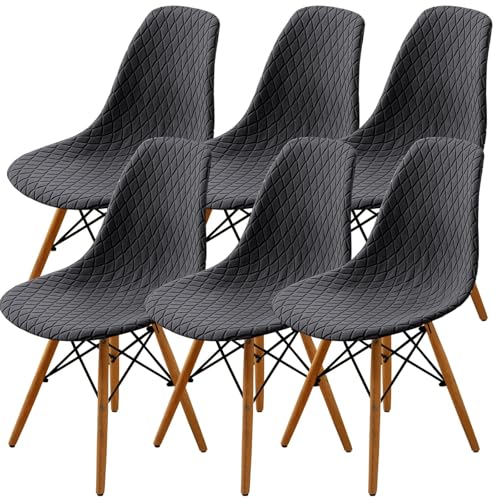 Zeyeo Dining Chairs Covers Set of 2/4/6,Mid Century Modern Dining Chair Covers,Shell Chair Cover, Armless Chair Cover Lounge for Kitchen, Dining, Living Room Side Chairs(Grey,6Pcs) von Zeyeo