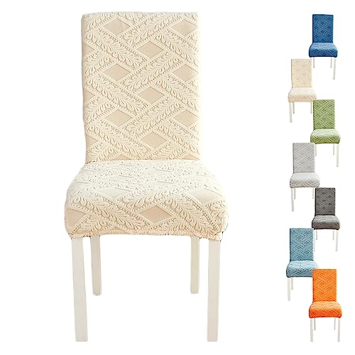 Zeyeo Dinning Chair Cover Jacquard Design Set Of 1/2/4/6 Thickened Stretch Parsons Chair Slipcover Washable Seat Cover Universal Chair Protector Cover For Kitchen Restaurant Hotel,Orange 1pcs(Cream 1p von Zeyeo