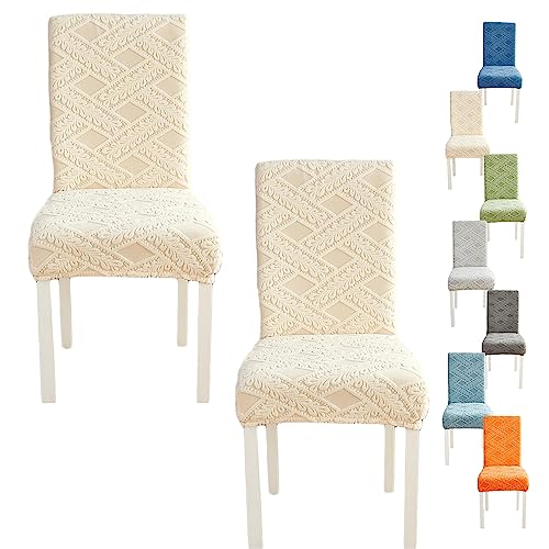 Zeyeo Dinning Chair Cover Jacquard Design Set Of 1/2/4/6 Thickened Stretch Parsons Chair Slipcover Washable Seat Cover Universal Chair Protector Cover For Kitchen Restaurant Hotel,Orange 1pcs(Cream 2p von Zeyeo