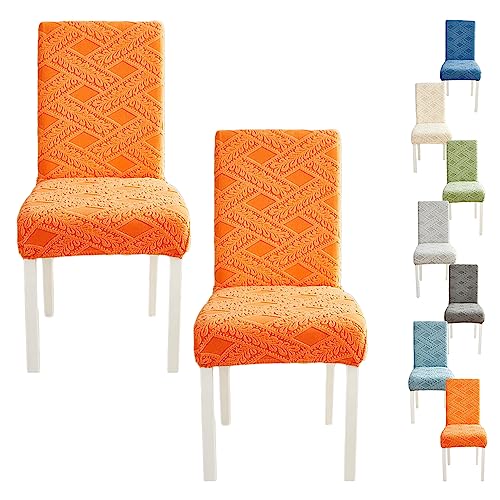 Zeyeo Dinning Chair Cover Jacquard Design Set Of 1/2/4/6 Thickened Stretch Parsons Chair Slipcover Washable Seat Cover Universal Chair Protector Cover For Kitchen Restaurant Hotel,Orange 1pcs(Orange 2 von Zeyeo