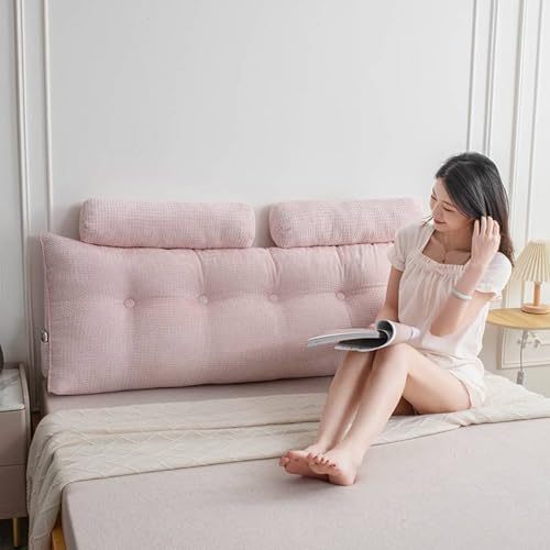 Zeyeo Dreieckiges Keilkissen Für Das Kopfteil In Twin-Größe, Rosa, Mit Nackenrolle, Ideal Für Sitzen Im Bett, Als Rückenlehnenstütze Und Für Gemütlichen Lesen(Pink,King) von Zeyeo