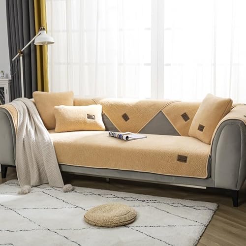 Zeyeo Einfarbiger Sofabezug Aus Chenille – Kratzfester, Rutschfester, Waschbarer Schonbezug Für Alle Jahreszeiten(Khaki,110 * 240cm/43 * 94.5in) von Zeyeo