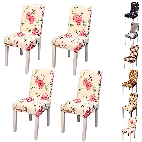 Zeyeo Elastic Dining Chair Cover Set of 2/4/6 Modern Style Jacquard Design Parson Chair Slipcover Washable Seat Cover Stretch Universal Chair Protector Cover for Dining Room Hotel,Flower 2pcs(Flower 4 von Zeyeo