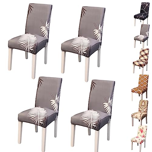 Zeyeo Elastic Dining Chair Cover Set of 2/4/6 Modern Style Jacquard Design Parson Chair Slipcover Washable Seat Cover Stretch Universal Chair Protector Cover for Dining Room Hotel,Flower 2pcs(Grey 4pc von Zeyeo