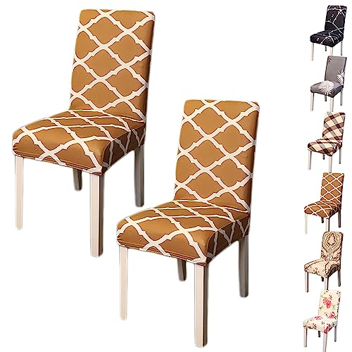 Zeyeo Elastic Dining Chair Cover Set of 2/4/6 Modern Style Jacquard Design Parson Chair Slipcover Washable Seat Cover Stretch Universal Chair Protector Cover for Dining Room Hotel,Flower 2pcs(Yellow 2 Zeyeo Elastic Dining Chair Cover Set of 2/4/6 Modern Style Jacquard Design Parson Chair Slipcover Washable Seat Cover Stretch Universal Chair Protector Cover for Dining Room Hotel,Flower 2pcs(Yellow 2 von Zeyeo