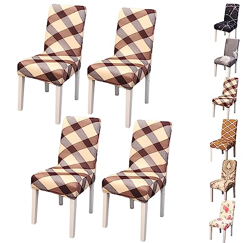 Zeyeo Elastic Dining Chair Cover Set of 2/4/6 Modern Style Jacquard Design Parson Chair Slipcover Washable Seat Cover Stretch Universal Chair Protector Cover for Dining Room Hotel,Flower 2pcs(Checkere Zeyeo Elastic Dining Chair Cover Set of 2/4/6 Modern Style Jacquard Design Parson Chair Slipcover Washable Seat Cover Stretch Universal Chair Protector Cover for Dining Room Hotel,Flower 2pcs(Checkere von Zeyeo