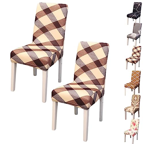 Zeyeo Elastic Dining Chair Cover Set of 2/4/6 Modern Style Jacquard Design Parson Chair Slipcover Washable Seat Cover Stretch Universal Chair Protector Cover for Dining Room Hotel,Flower 2pcs(Checkere von Zeyeo