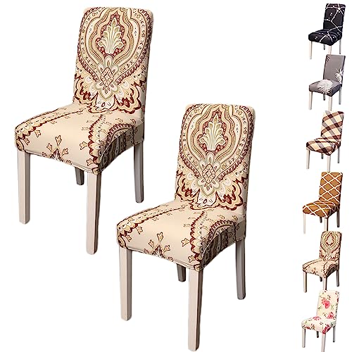 Zeyeo Elastic Dining Chair Cover Set of 2/4/6 Modern Style Jacquard Design Parson Chair Slipcover Washable Seat Cover Stretch Universal Chair Protector Cover for Dining Room Hotel,Flower 2pcs(European von Zeyeo