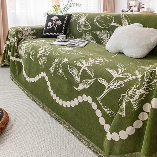 Zeyeo Elegante Chenille-Sofabezüge Mit Quaste Für 1–3 Kissen, Waschbar, Langlebiger Schutz(Green,71 * 118in) von Zeyeo