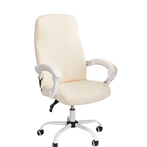 Zeyeo Große, Einfarbige, Drehbare Stuhlhussen Aus Spandex-Samtplüsch, Rosa, Abnehmbare Und Waschbare Stuhlhussen Für Computer- Und Bürostühle Mit Rückenlehne(Beige,Large) von Zeyeo