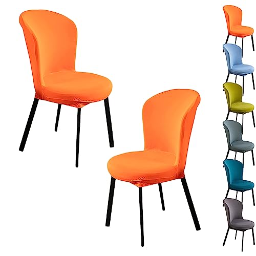 Zeyeo Hochelastischer Stuhlbezug Mit Gebogener Rückenlehne, 1er-/2er-/4er-/6er-Set – Waschbar, Universell Für Esszimmer/Hotel/Restaurant(Orange 2pcs) von Zeyeo